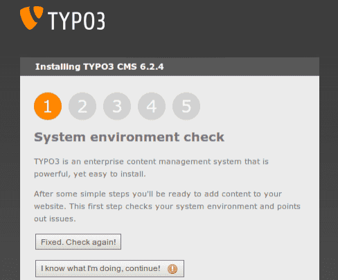 Fehlerhafter TYPO3 System environment check