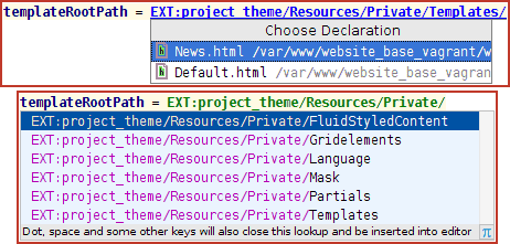 AutoCompletion for EXT: paths in action